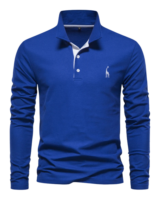 Camisa pólo casual de manga comprida