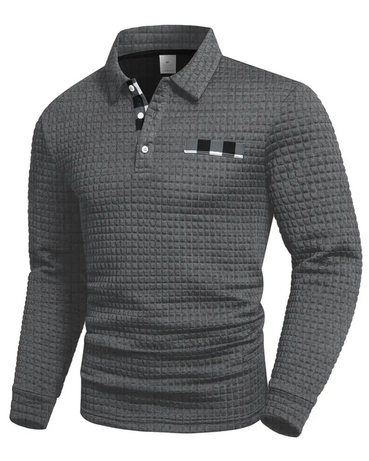 Camisola pólo com nervuras