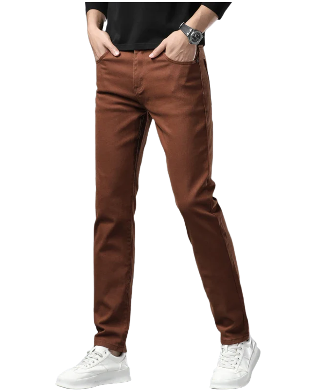 Calças de ganga elegantes em denim elástico