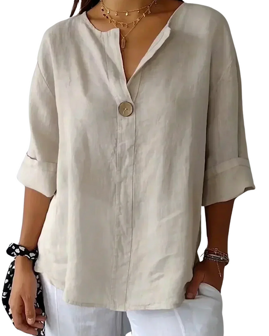 Blusa comprida com decote em V