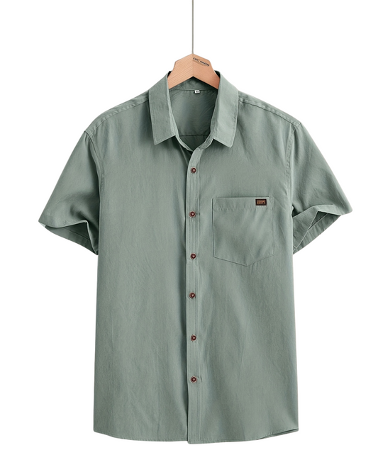 Camisa casual de algodão de manga curta
