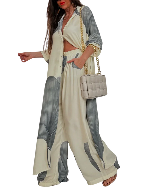 Conjunto elegante de duas peças para mulher