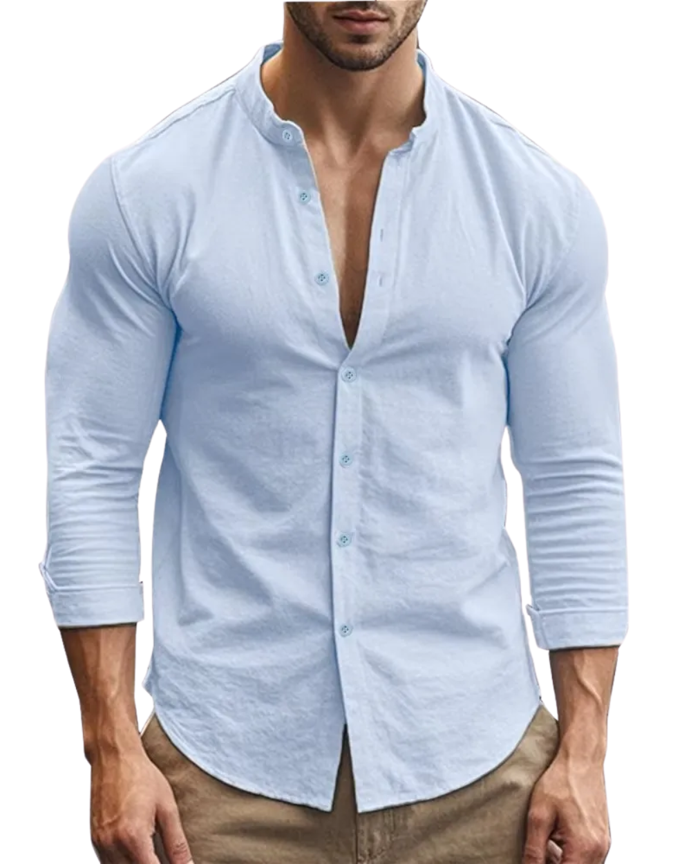 Camisa casual de verão em algodão e linho