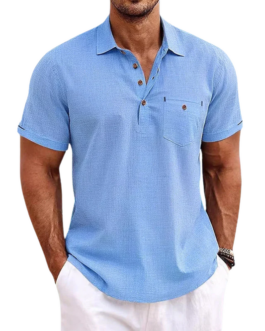 Camisa pólo de linho