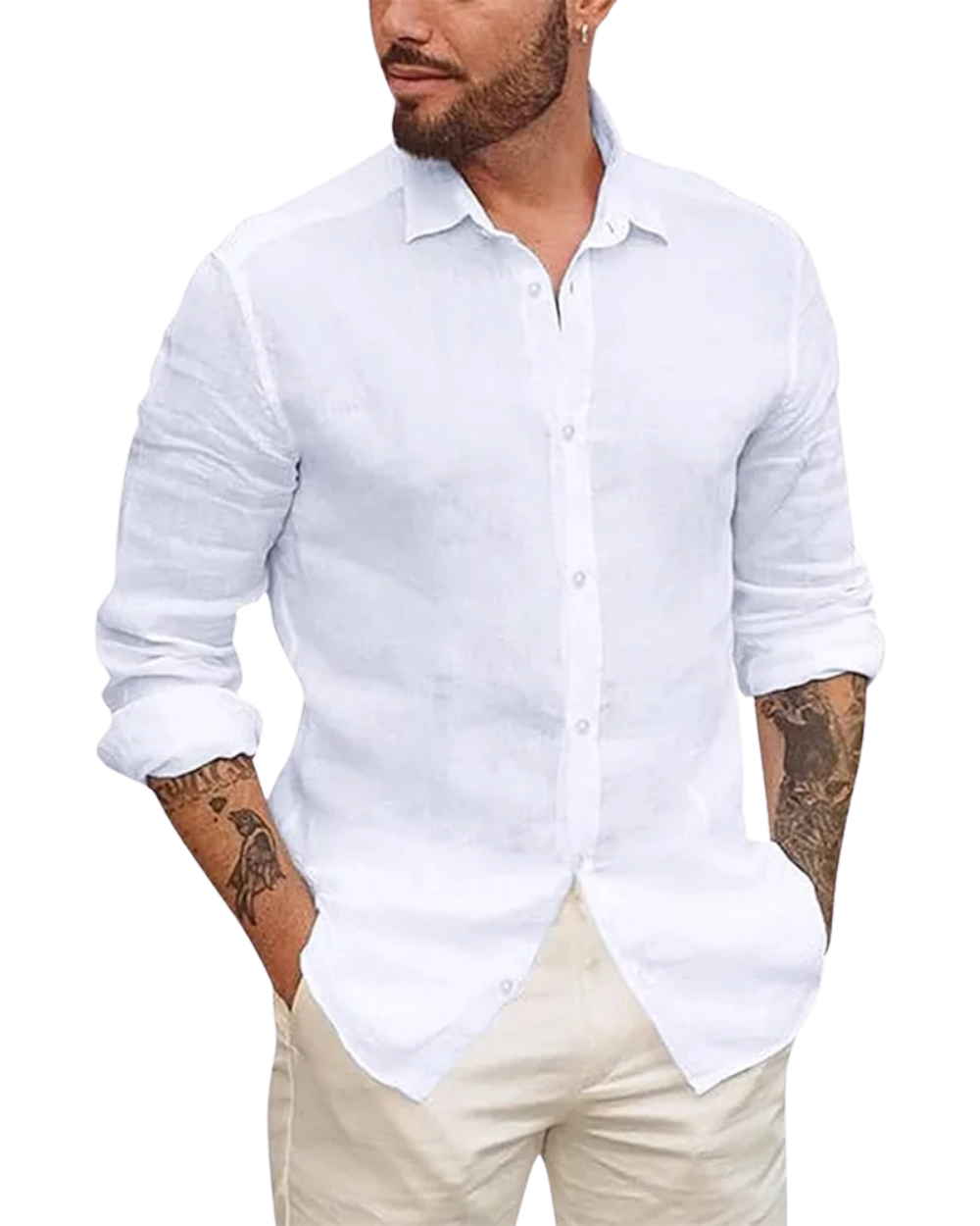 Camisa havaiana em linho de algodão