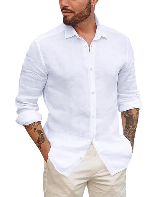Camisa havaiana em linho de algodão