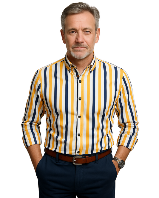Camisa casual às riscas para homem