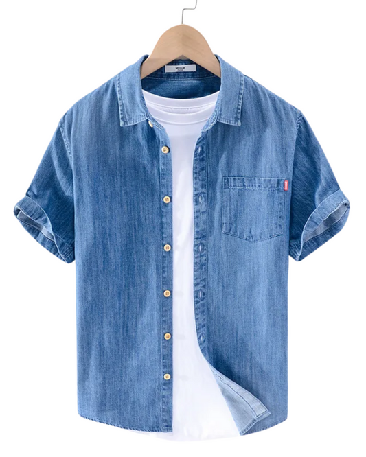 Camisa de ganga de manga curta