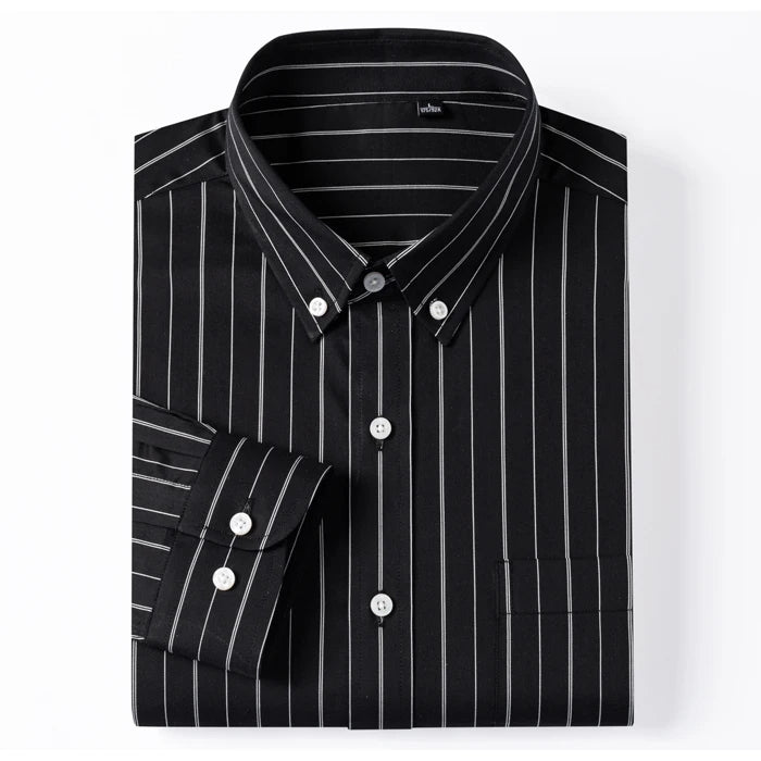 Camisa elegante de algodão às riscas