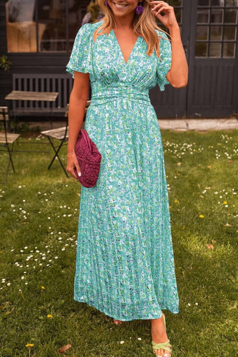 Vestido maxi elegante com decote em V