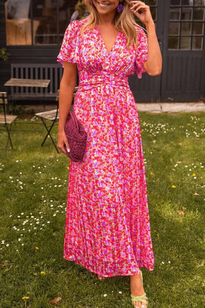 Vestido maxi elegante com decote em V
