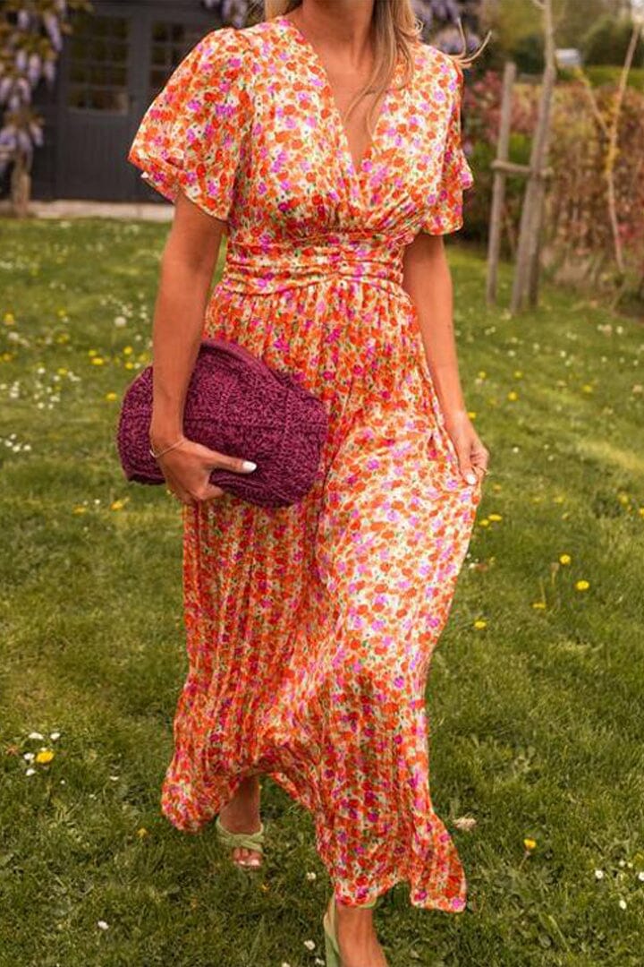 Vestido maxi elegante com decote em V