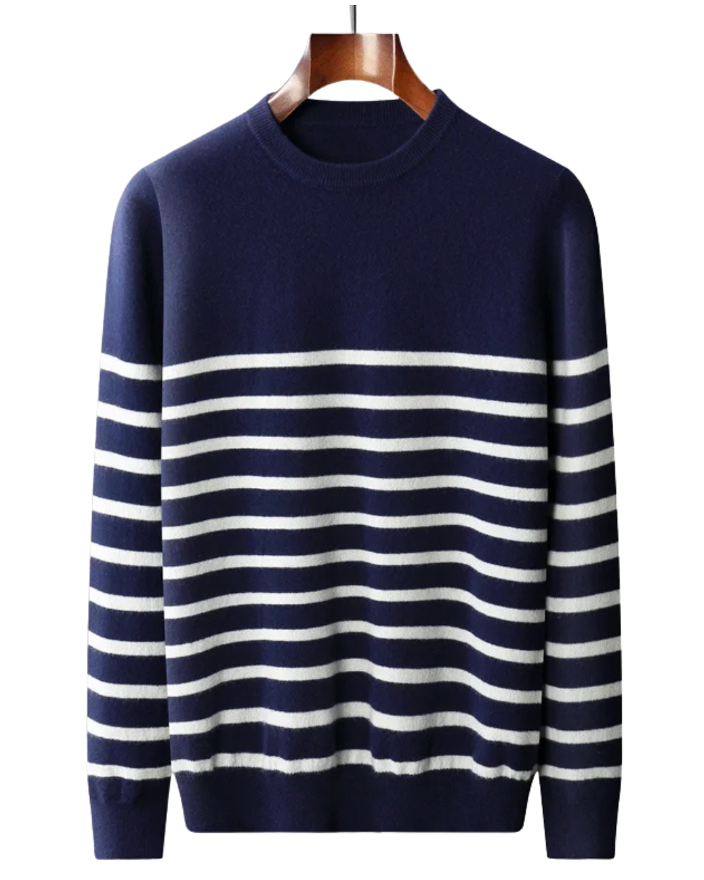 Elegante camisola de lã às riscas