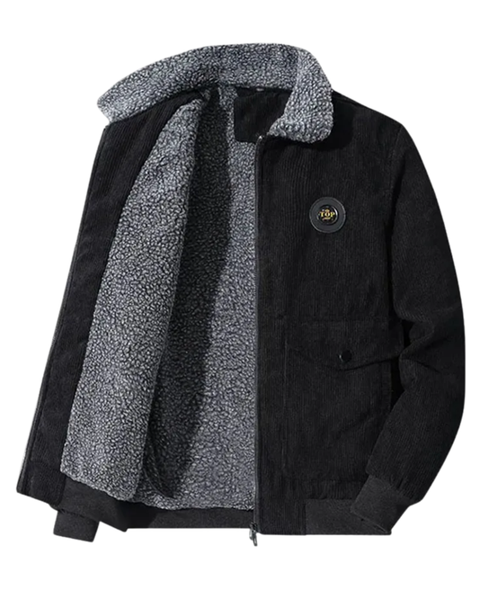 Casaco de bombazina com forro de lã elegante