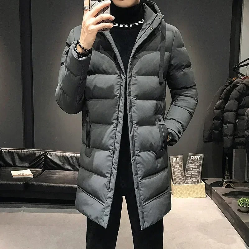 Casaco comprido de inverno para homem